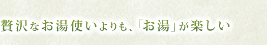 贅沢なお湯使いよりも、お湯が楽しい